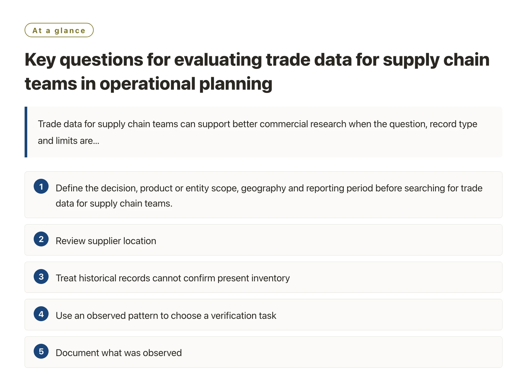 Key questions for evaluating trade data for supply chain teams in operational planning——全文要点速览